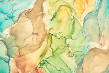 Alkol mürekkebi renkleri saydam. Soyut çok renkli mermer desen arkaplanı. Tasarım kağıdı, duvar kağıdı. Akrilik boyaları karıştırıyorum. Modern akışkan sanat. Alkol Mürekkebi Deseni