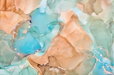 Alkol mürekkebi renkleri saydam. Soyut çok renkli mermer desen arkaplanı. Tasarım kağıdı, duvar kağıdı. Akrilik boyaları karıştırıyorum. Modern akışkan sanat. Alkol Mürekkebi Deseni