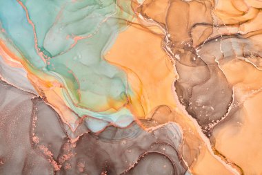 Alkol mürekkebi renkleri saydam. Soyut çok renkli mermer desen arkaplanı. Tasarım kağıdı, duvar kağıdı. Akrilik boyaları karıştırıyorum. Modern akışkan sanat. Alkol Mürekkebi Deseni