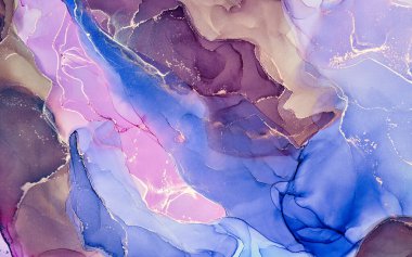 Alkol mürekkebi tekniğinde doğal lüks, soyut, akışkan sanat resimleri. Şefkatli ve rüya gibi duvar kağıtları. Renklerin karışımı şeffaf dalgalar ve altın girdaplar yaratır. Posterler ve diğer basılı materyaller için