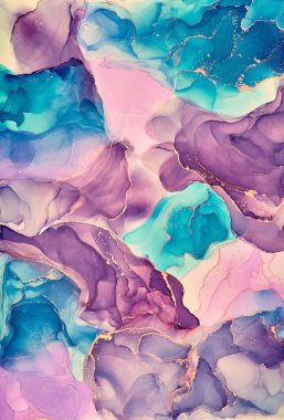 Alkol mürekkebi tekniğinde doğal lüks, soyut, akışkan sanat resimleri. Şefkatli ve rüya gibi duvar kağıtları. Renklerin karışımı şeffaf dalgalar ve altın girdaplar yaratır. Posterler ve diğer basılı materyaller için.