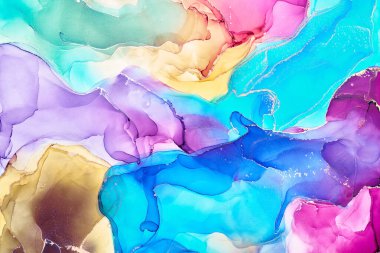 Alkol mürekkebi tekniğinde doğal lüks, soyut, akışkan sanat resimleri. Şefkatli ve rüya gibi duvar kağıtları. Renklerin karışımı şeffaf dalgalar ve altın girdaplar yaratır. Posterler ve diğer basılı materyaller için.