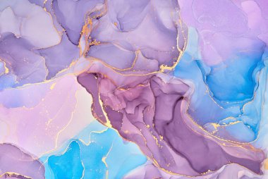 Alkol mürekkebi tekniğinde doğal lüks, soyut, akışkan sanat resimleri. Şefkatli ve rüya gibi duvar kağıtları. Renklerin karışımı şeffaf dalgalar ve altın girdaplar yaratır. Posterler ve diğer basılı materyaller için.