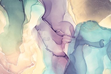 Alkol mürekkebi tekniğinde doğal lüks, soyut, akışkan sanat resimleri. Şefkatli ve rüya gibi duvar kağıtları. Renklerin karışımı şeffaf dalgalar ve altın girdaplar yaratır. Posterler ve diğer basılı materyaller için.