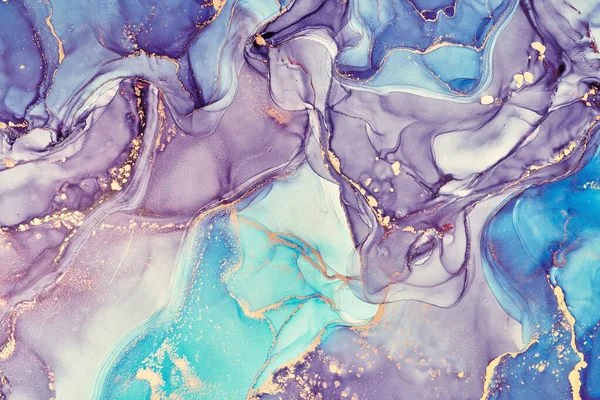 Natural  luxury abstract fluid art painting in alcohol ink technique. Tender and dreamy  wallpaper. Mixture of colors creating transparent waves and golden swirls. For posters, other printed material