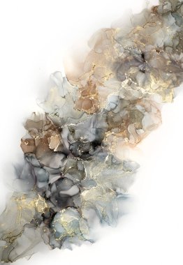 Alkol mürekkebi tekniğinde doğal lüks, soyut, akışkan sanat resimleri. Şefkatli ve rüya gibi duvar kağıtları. Renklerin karışımı şeffaf dalgalar ve altın girdaplar yaratır. Posterler ve diğer basılı materyaller için