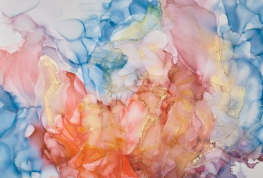 Alkol mürekkebi tekniğinde doğal lüks, soyut, akışkan sanat resimleri. Şefkatli ve rüya gibi duvar kağıtları. Renklerin karışımı şeffaf dalgalar ve altın girdaplar yaratır. Posterler ve diğer basılı materyaller için