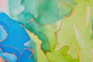 Alkol mürekkebi tekniğinde doğal lüks, soyut, akışkan sanat resimleri. Şefkatli ve rüya gibi duvar kağıtları. Renklerin karışımı şeffaf dalgalar ve altın girdaplar yaratır. Posterler ve diğer basılı materyaller için