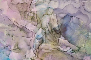 Alkol mürekkebi tekniğinde doğal lüks, soyut, akışkan sanat resimleri. Şefkatli ve rüya gibi duvar kağıtları. Renklerin karışımı şeffaf dalgalar ve altın girdaplar yaratır. Posterler ve diğer basılı materyaller için