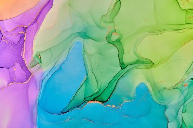 Alkol mürekkebi tekniğinde doğal lüks, soyut, akışkan sanat resimleri. Şefkatli ve rüya gibi duvar kağıtları. Renklerin karışımı şeffaf dalgalar ve altın girdaplar yaratır. Posterler ve diğer basılı materyaller için