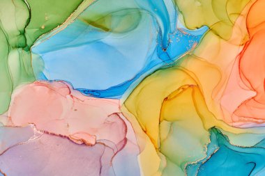 Alkol mürekkebi tekniğinde doğal lüks, soyut, akışkan sanat resimleri. Şefkatli ve rüya gibi duvar kağıtları. Renklerin karışımı şeffaf dalgalar ve altın girdaplar yaratır. Posterler ve diğer basılı materyaller için