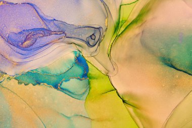 Alkol mürekkebi tekniğinde doğal lüks, soyut, akışkan sanat resimleri. Şefkatli ve rüya gibi duvar kağıtları. Renklerin karışımı şeffaf dalgalar ve altın girdaplar yaratır. Posterler ve diğer basılı materyaller için