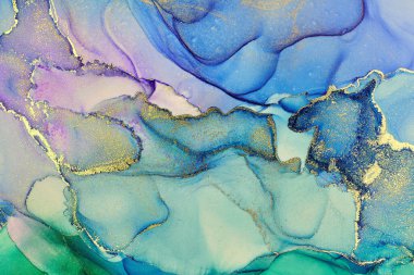 Alkol mürekkebi tekniğinde doğal lüks, soyut, akışkan sanat resimleri. Şefkatli ve rüya gibi duvar kağıtları. Renklerin karışımı şeffaf dalgalar ve altın girdaplar yaratır. Posterler ve diğer basılı materyaller için