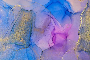 Alkol mürekkebi tekniğinde doğal lüks, soyut, akışkan sanat resimleri. Şefkatli ve rüya gibi duvar kağıtları. Renklerin karışımı şeffaf dalgalar ve altın girdaplar yaratır. Posterler ve diğer basılı materyaller için