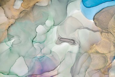 Alkol mürekkebi tekniğinde doğal lüks, soyut, akışkan sanat resimleri. Şefkatli ve rüya gibi duvar kağıtları. Renklerin karışımı şeffaf dalgalar ve altın girdaplar yaratır. Posterler ve diğer basılı materyaller için