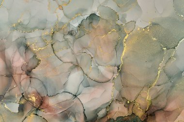 Alkol mürekkebi tekniğinde doğal lüks, soyut, akışkan sanat resimleri. Şefkatli ve rüya gibi duvar kağıtları. Renklerin karışımı şeffaf dalgalar ve altın girdaplar yaratır. Posterler ve diğer basılı materyaller için