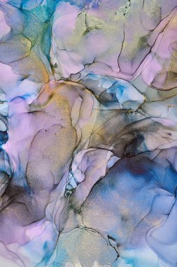 Alkol mürekkebi tekniğinde doğal lüks, soyut, akışkan sanat resimleri. Şefkatli ve rüya gibi duvar kağıtları. Renklerin karışımı şeffaf dalgalar ve altın girdaplar yaratır. Posterler ve diğer basılı materyaller için