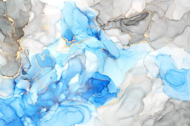 Alkol mürekkebi tekniğinde doğal lüks, soyut, akışkan sanat resimleri. Şefkatli ve rüya gibi duvar kağıtları. Renklerin karışımı şeffaf dalgalar ve altın girdaplar yaratır. Posterler ve diğer basılı materyaller için