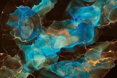 Alkol mürekkebi tekniğinde doğal lüks, soyut, akışkan sanat resimleri. Şefkatli ve rüya gibi duvar kağıtları. Renklerin karışımı şeffaf dalgalar ve altın girdaplar yaratır. Posterler ve diğer basılı materyaller için