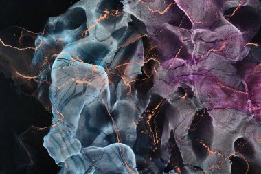 Alkol mürekkebi tekniğinde doğal lüks, soyut, akışkan sanat resimleri. Şefkatli ve rüya gibi duvar kağıtları. Renklerin karışımı şeffaf dalgalar ve altın girdaplar yaratır. Posterler ve diğer basılı materyaller için