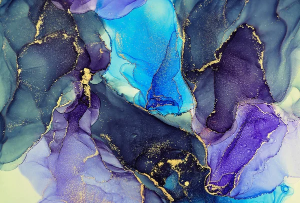 Natural  luxury abstract fluid art painting in alcohol ink technique. Tender and dreamy  wallpaper. Mixture of colors creating transparent waves and golden swirls. For posters, other printed materials