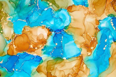 Şeffaf renk akımları, yılan gibi kıvrılan metalik girdaplar ve köpüklü renk spreyleri bu serbest akan dokuların manzarasını şekillendirir. Alkol mürekkebi tekniğindeki doğal lüks, akışkan sanat resimleri.