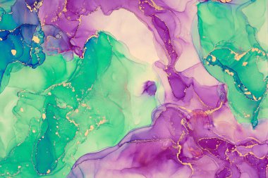 Şeffaf renk akımları, yılan gibi kıvrılan metalik girdaplar ve köpüklü renk spreyleri bu serbest akan dokuların manzarasını şekillendirir. Alkol mürekkebi tekniğindeki doğal lüks, akışkan sanat resimleri.