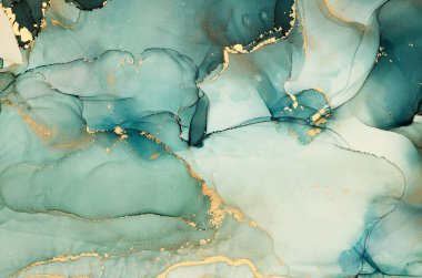 Şeffaf renk akımları, yılan gibi kıvrılan metalik girdaplar ve köpüklü renk spreyleri bu serbest akan dokuların manzarasını şekillendirir. Alkol mürekkebi tekniğindeki doğal lüks, akışkan sanat resimleri.