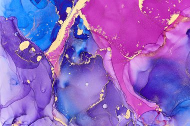 Şeffaf renk akımları, yılan gibi kıvrılan metalik girdaplar ve köpüklü renk spreyleri bu serbest akan dokuların manzarasını şekillendirir. Alkol mürekkebi tekniğindeki doğal lüks, akışkan sanat resimleri.