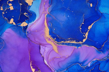 Şeffaf renk akımları, yılan gibi kıvrılan metalik girdaplar ve köpüklü renk spreyleri bu serbest akan dokuların manzarasını şekillendirir. Alkol mürekkebi tekniğindeki doğal lüks, akışkan sanat resimleri.