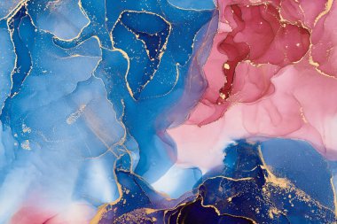 Şeffaf renk akımları, yılan gibi kıvrılan metalik girdaplar ve köpüklü renk spreyleri bu serbest akan dokuların manzarasını şekillendirir. Alkol mürekkebi tekniğindeki doğal lüks, akışkan sanat resimleri.