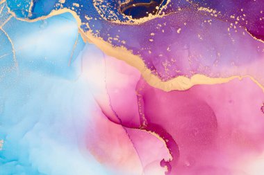 Şeffaf renk akımları, yılan gibi kıvrılan metalik girdaplar ve köpüklü renk spreyleri bu serbest akan dokuların manzarasını şekillendirir. Alkol mürekkebi tekniğindeki doğal lüks, akışkan sanat resimleri.