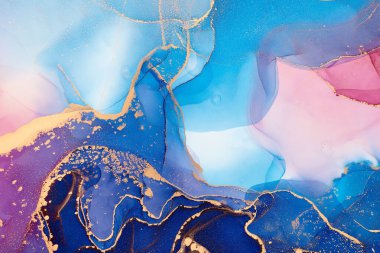 Şeffaf renk akımları, yılan gibi kıvrılan metalik girdaplar ve köpüklü renk spreyleri bu serbest akan dokuların manzarasını şekillendirir. Alkol mürekkebi tekniğindeki doğal lüks, akışkan sanat resimleri.