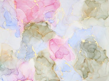 Şeffaf renk akımları, yılan gibi kıvrılan metalik girdaplar ve köpüklü renk spreyleri bu serbest akan dokuların manzarasını şekillendirir. Alkol mürekkebi tekniğindeki doğal lüks, akışkan sanat resimleri.