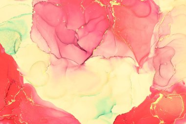 Şeffaf renk akımları, yılan gibi kıvrılan metalik girdaplar ve köpüklü renk spreyleri bu serbest akan dokuların manzarasını şekillendirir. Alkol mürekkebi tekniğindeki doğal lüks, akışkan sanat resimleri.