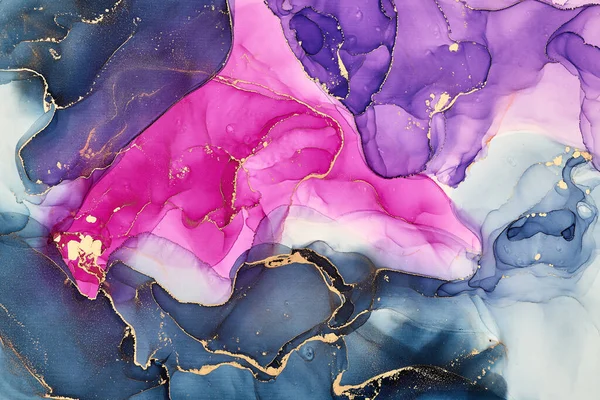 반투명의 끈적거리는 금속성의 소용돌이 색깔의 안개가 텍스처의 풍경을 알코올 기법으로 — 스톡 사진