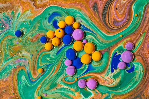 Lujo Natural Abstracto Fluido Arte Pintura Colorido Acrílico Burbujas — Foto de Stock