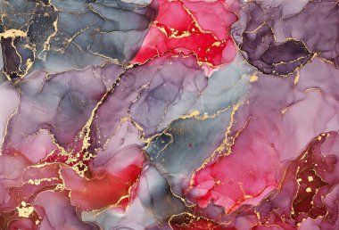 Şeffaf renk akımları, yılan gibi kıvrılan metalik girdaplar ve köpüklü renk spreyleri bu serbest akan dokuların manzarasını şekillendirir. Alkol mürekkebi tekniğindeki doğal lüks, akışkan sanat resimleri.