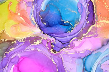 Şeffaf renk akımları, yılan gibi kıvrılan metalik girdaplar ve köpüklü renk spreyleri bu serbest akan dokuların manzarasını şekillendirir. Alkol mürekkebi tekniğindeki doğal lüks, akışkan sanat resimleri.