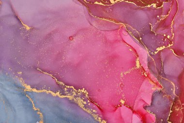 Şeffaf renk akımları, yılan gibi kıvrılan metalik girdaplar ve köpüklü renk spreyleri bu serbest akan dokuların manzarasını şekillendirir. Alkol mürekkebi tekniğindeki doğal lüks, akışkan sanat resimleri.