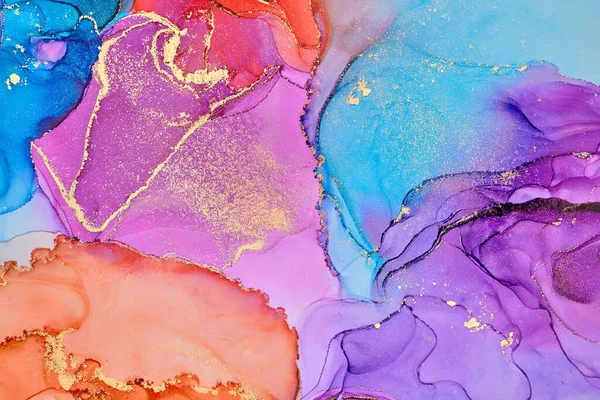 반투명의 끈적거리는 금속성의 소용돌이 색깔의 안개가 텍스처의 풍경을 알코올 기법으로 — 스톡 사진