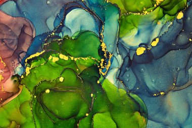 Alkol mürekkebi tekniğinde doğal lüks, soyut, akışkan sanat resimleri. Şefkatli ve rüya gibi duvar kağıtları. Renklerin karışımı şeffaf dalgalar ve altın girdaplar yaratır. Posterler ve diğer basılı materyaller için