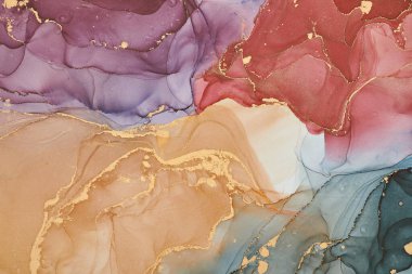 Alkol mürekkebi tekniğinde doğal lüks, soyut, akışkan sanat resimleri. Şefkatli ve rüya gibi duvar kağıtları. Renklerin karışımı şeffaf dalgalar ve altın girdaplar yaratır. Posterler ve diğer basılı materyaller için