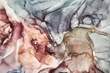 Alkol mürekkebi tekniğinde doğal lüks, soyut, akışkan sanat resimleri. Şefkatli ve rüya gibi duvar kağıtları. Renklerin karışımı şeffaf dalgalar ve altın girdaplar yaratır. Posterler ve diğer basılı materyaller için