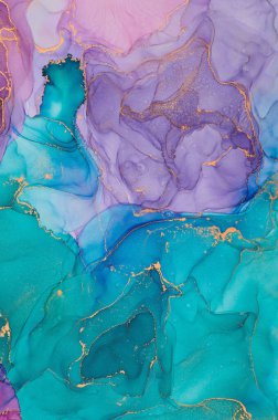 Alkol mürekkebi tekniğinde doğal lüks, soyut, akışkan sanat resimleri. Şefkatli ve rüya gibi duvar kağıtları. Renklerin karışımı şeffaf dalgalar ve altın girdaplar yaratır. Posterler ve diğer basılı materyaller için