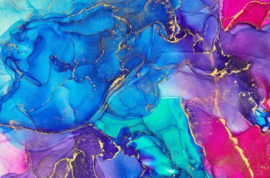 Alkol mürekkebi tekniğinde doğal lüks, soyut, akışkan sanat resimleri. Şefkatli ve rüya gibi duvar kağıtları. Renklerin karışımı şeffaf dalgalar ve altın girdaplar yaratır. Posterler ve diğer basılı materyaller için