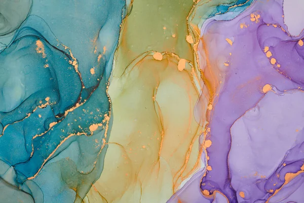 Natural  luxury abstract fluid art painting in alcohol ink technique. Tender and dreamy  wallpaper. Mixture of colors creating transparent waves and golden swirls. For posters, other printed materials