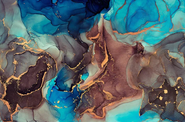 Natural  luxury abstract fluid art painting in alcohol ink technique. Tender and dreamy  wallpaper. Mixture of colors creating transparent waves and golden swirls. For posters, other printed materials