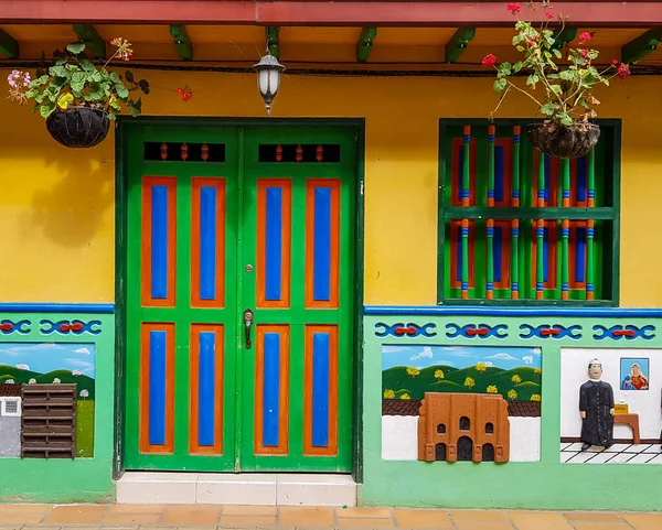 Bela Colora Colombiana Town Tourist Destination Seus Fortes São Complementares — Fotografia de Stock