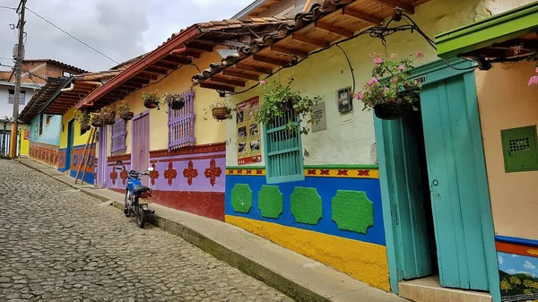 Belle Colombie Coloration Ville Destinations Touristiques Ses Rues Sont Pleines — Photo